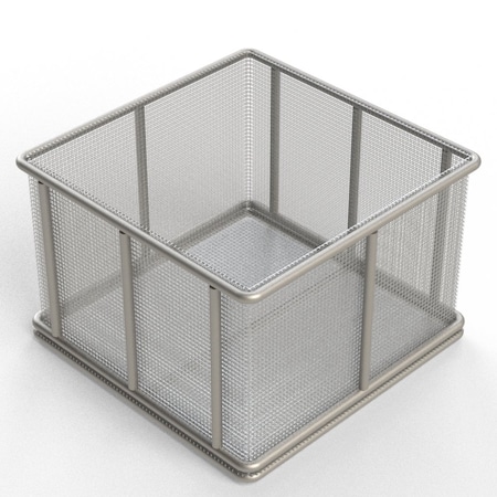 Anysizebasket Rectangular Wire Mesh Basket: 6Lx6Wx4H, 304 SS, 3/16 Rod Frame, No Handles, Mesh: 8 x .047 TMT-060060040-N08S